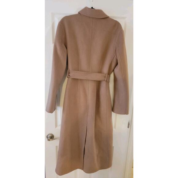 MANGO Coat Womens SZ M Camel Brown WOOL Blend Belted Handmade Overcoat Trench - Picture 9 of 13
